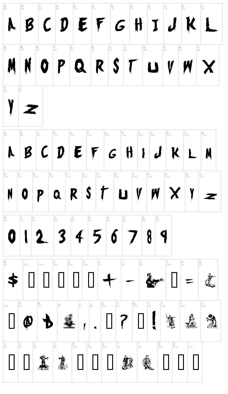 Monsters Attack ! font map